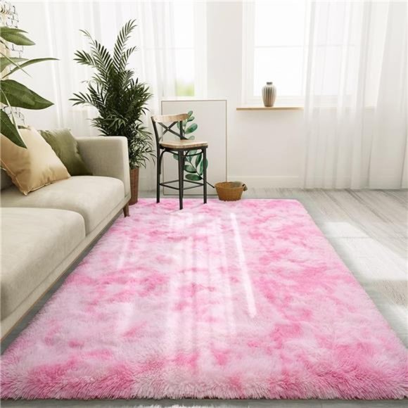 Luxury Shag Rug Fluffy Area Rugs 4x6 Feet, Cute Rainbow Rugs for Girls Bedroom - Picture 3 of 6